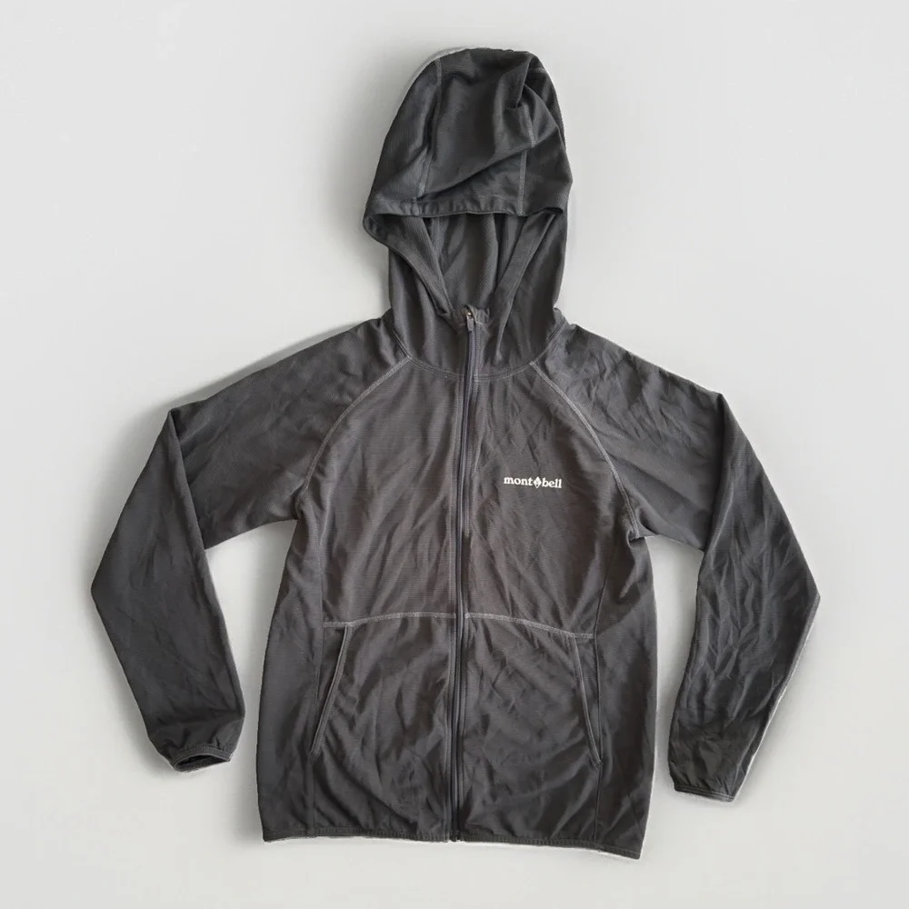 Montbell Kids 140 Hooded Jacket Black Full Zip Lightweight Youth 9-10 Years